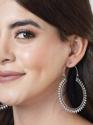 Women silver full circular hoop earrings 3