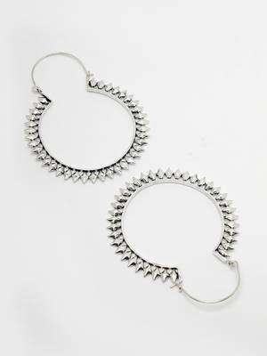 Women silver full circular hoop earrings 4