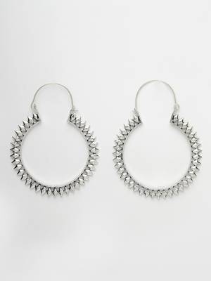 Women silver full circular hoop earrings 5