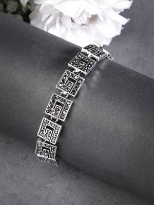 Women american diamond rhodium-plated link bracelet 1
