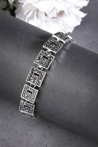 Women american diamond rhodium-plated link bracelet