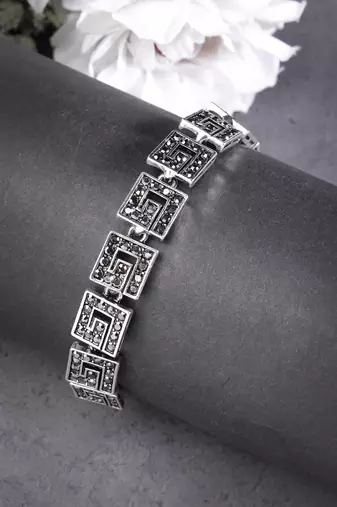 Women american diamond rhodium-plated link bracelet