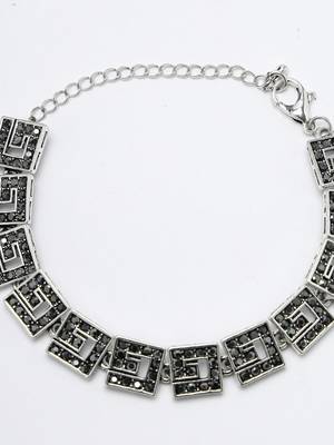 Women american diamond rhodium-plated link bracelet 4