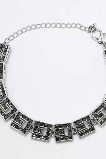 Women american diamond rhodium-plated link bracelet