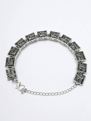 Women american diamond rhodium-plated link bracelet 5