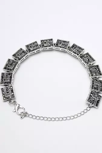 Women american diamond rhodium-plated link bracelet