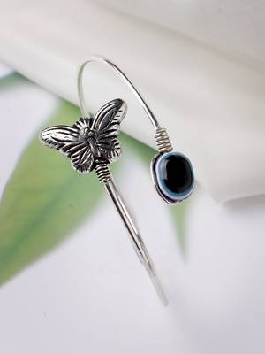 Women oxidised rhodium-plated evil eye kada bracelet 1