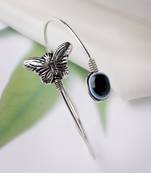 Women oxidised rhodium-plated evil eye kada bracelet