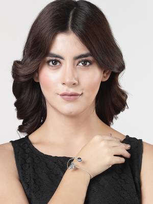 Women oxidised rhodium-plated evil eye kada bracelet 2