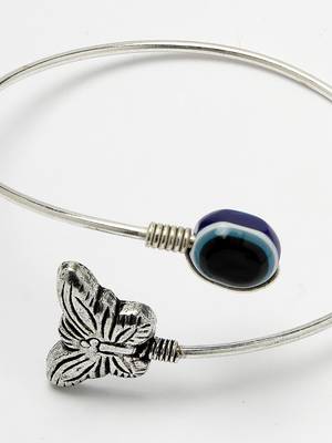 Women oxidised rhodium-plated evil eye kada bracelet 4