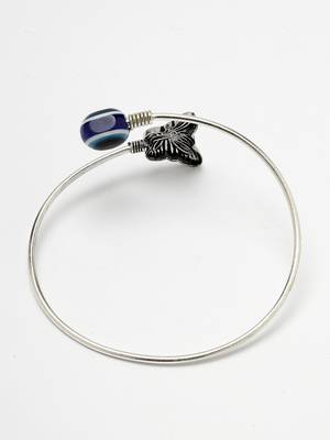 Women oxidised rhodium-plated evil eye kada bracelet 5