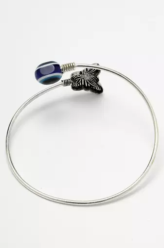 Women oxidised rhodium-plated evil eye kada bracelet