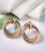 Women gold circular drop earrings