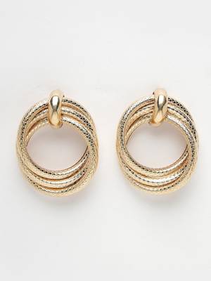 Women gold circular drop earrings 4