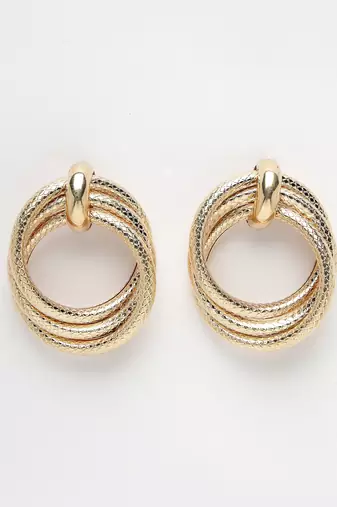 Women gold circular drop earrings