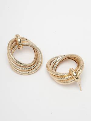 Women gold circular drop earrings 5