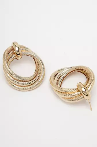 Women gold circular drop earrings