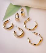 Women set of 3 gold-plated circular half hoop earrings