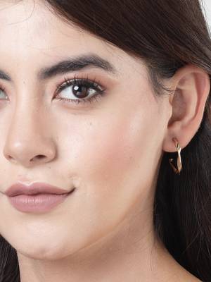 Women set of 3 gold-plated circular half hoop earrings 3