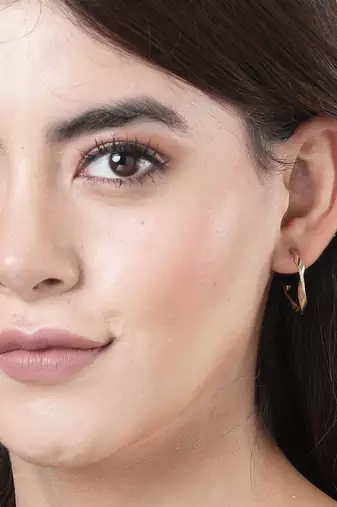 Women set of 3 gold-plated circular half hoop earrings