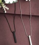 Men set of 2 rhodium plated bar pendent