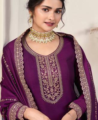 Prachi Desai Beautiful Purple Georgette Silk Anarkali Suit 2