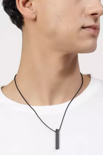 Men set of 2 rhodium plated bar pendent