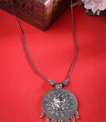 Women's rhodium-plated oxidised necklace