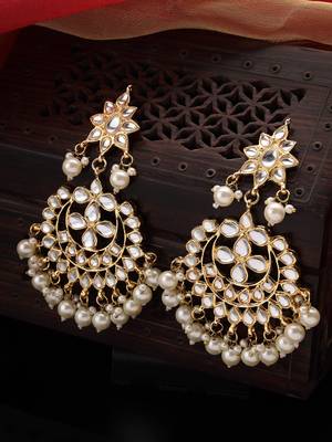 Women artificial stones studded jhumka earrings 1