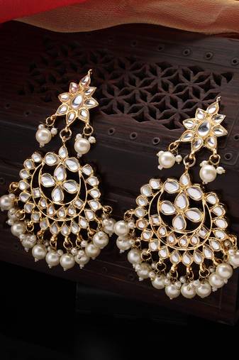 Women artificial stones studded jhumka earrings