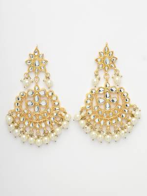Women artificial stones studded jhumka earrings 4