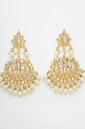 Women artificial stones studded jhumka earrings