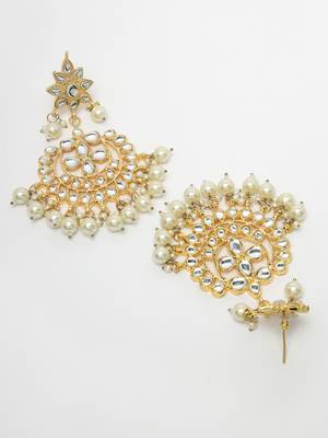 Women artificial stones studded jhumka earrings 5
