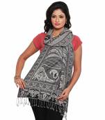 Black N White Pure Kashmiri Reversible Silk Stole Diwali Gift 183