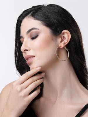 Women set of 3 gold-plated geometric hoop earrings 2