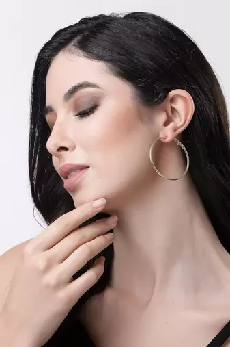 Women set of 3 gold-plated geometric hoop earrings