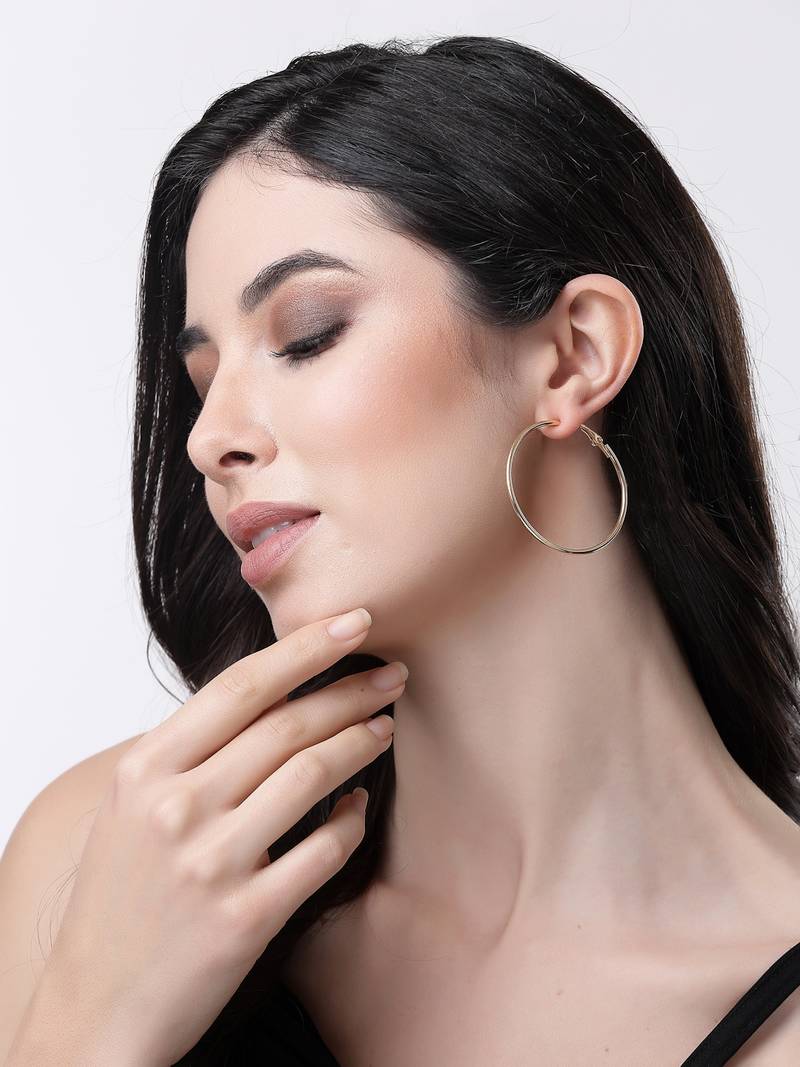 Women set of 3 gold-plated geometric hoop earrings