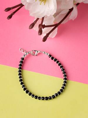 Women silver-toned  black brass rhodium-plated link bracelet 1
