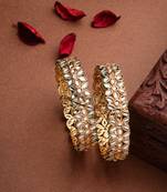 Women set of 2 gold plated kundan studded bangles
