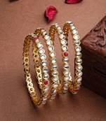 Women set of 4 gold plated kundan studded bangles