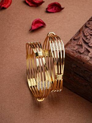 Women set of 2 gold plated studded bangles 1