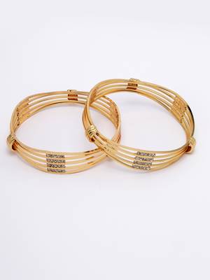 Women set of 2 gold plated studded bangles 4