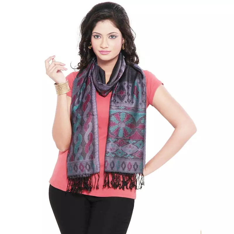 Paisley Design Kashmiri Reversible Warm Silk Stole Deepawali Special Gift 184