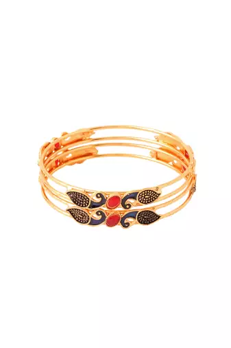 Women set of 2 gold-plated traditional daily use peacock design bangles