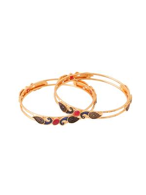 Women set of 2 gold-plated traditional daily use peacock design bangles 4