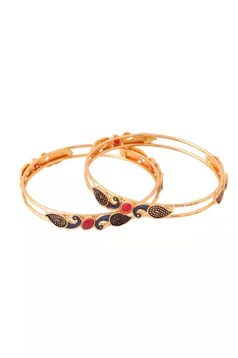 Women set of 2 gold-plated traditional daily use peacock design bangles
