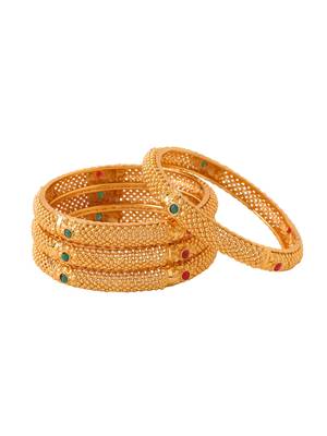 Women's set of 2 gold-plated traditional bangles 4