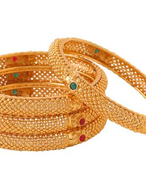 Women's set of 2 gold-plated traditional bangles 5