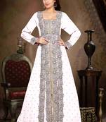Off-White color luxurious Handmade Moroccan Kaftan  with hijjab