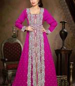 Wine color luxurious Handmade Moroccan Kaftan with hijjab